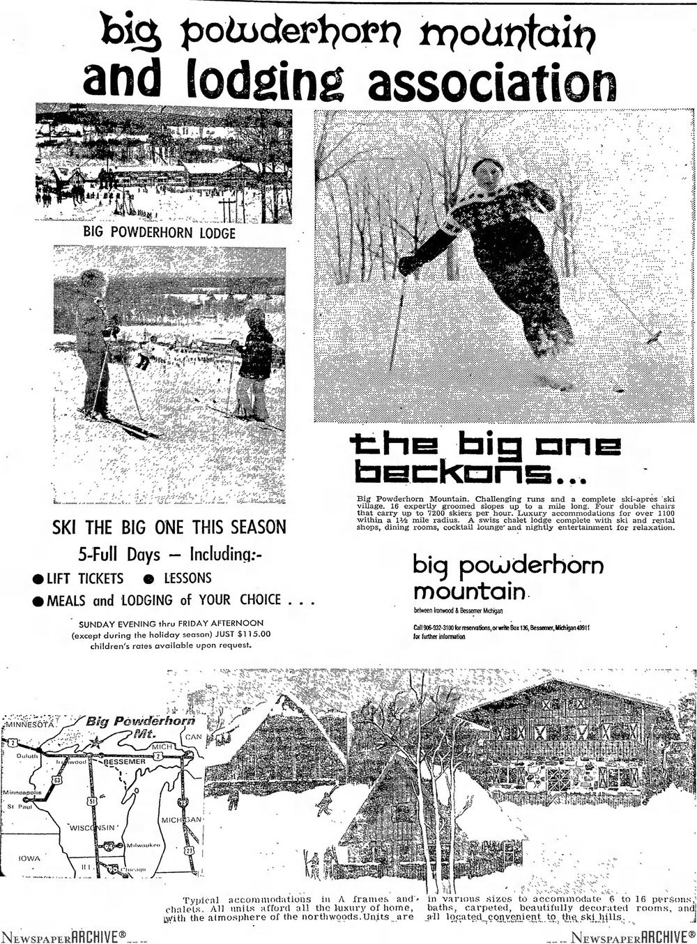 Big Powderhorn Lodging Association - 1973 Full Page Ad